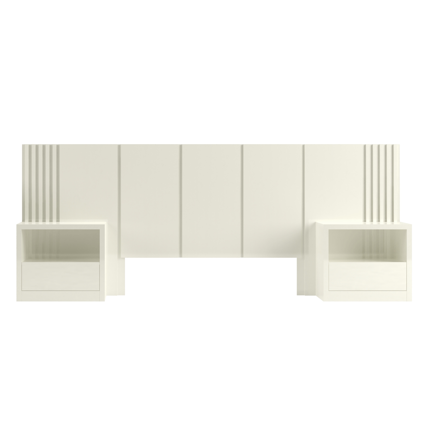 Set de Respaldo Off White Tw185 +  2 veladores 140 Off White 2