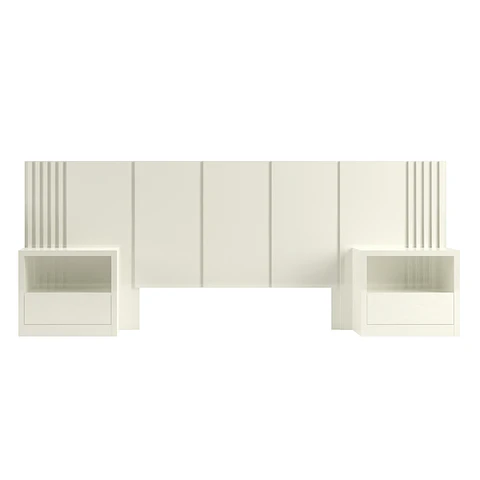 Set de Respaldo Off White Tw185 +  2 veladores 140 Off White