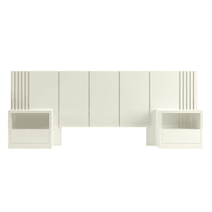 Set de Respaldo Off White Tw185 +  2 veladores 140 Off White