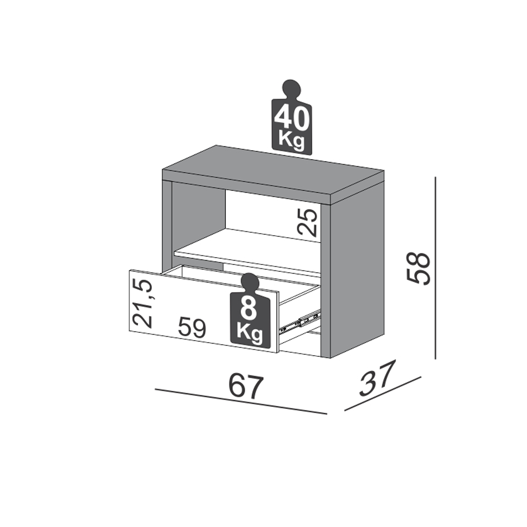 Set de Respaldo Off White Tw185 +  2 veladores 140 Off White 4