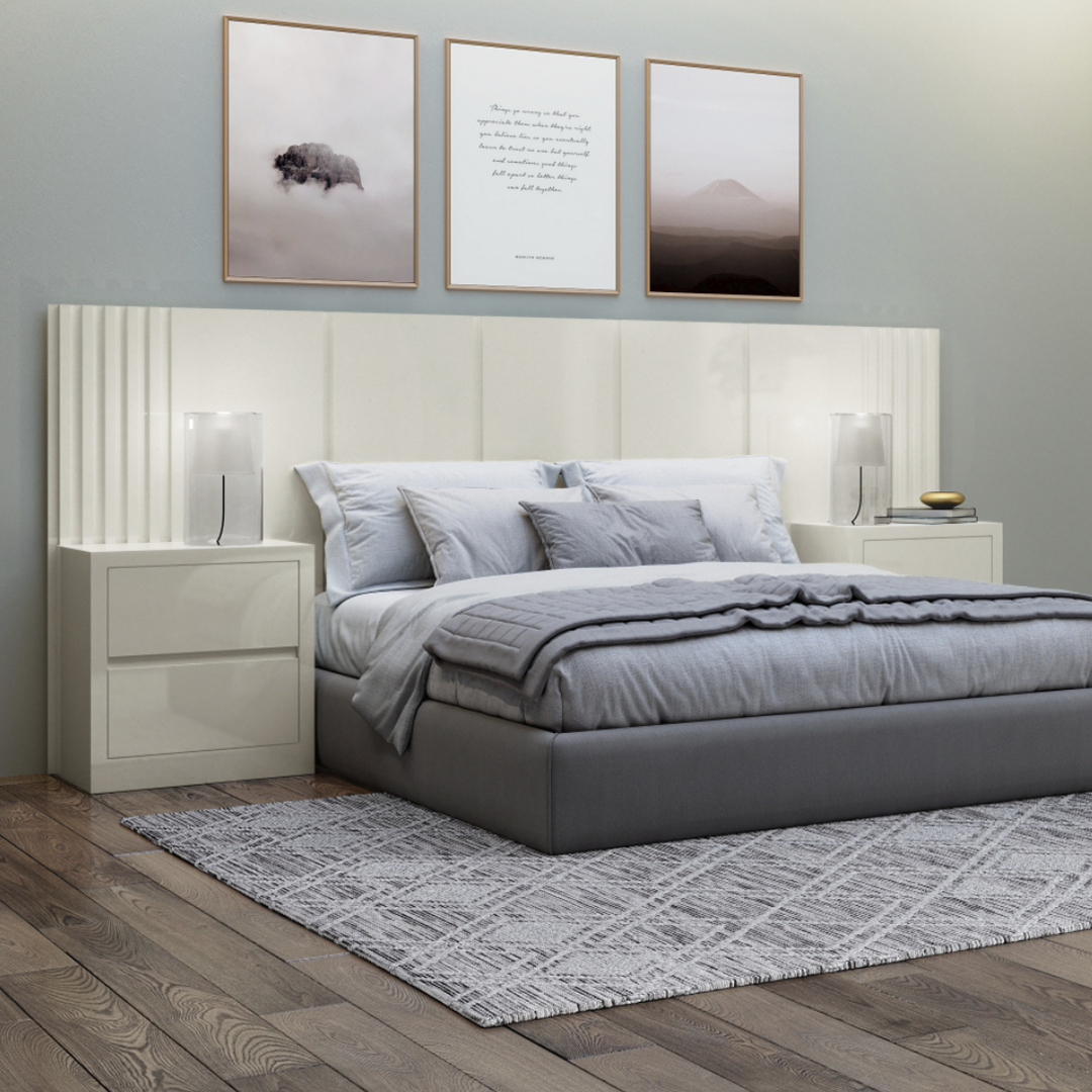 Set de Respaldo Tw185 off White + 2 veladores 141 2c Off White  1