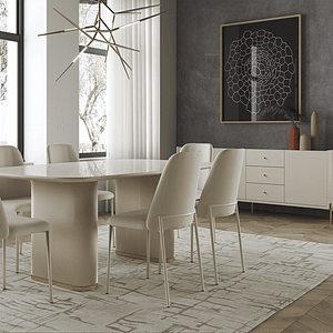 Comedor 1.8 Lintz Off white 6 sillas Lucille + Buffet Jasper Off White 