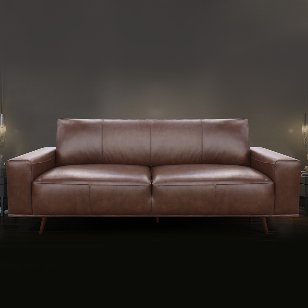 Sofá 2040 Chocolate 100% Cuero 3Cuerpos 1