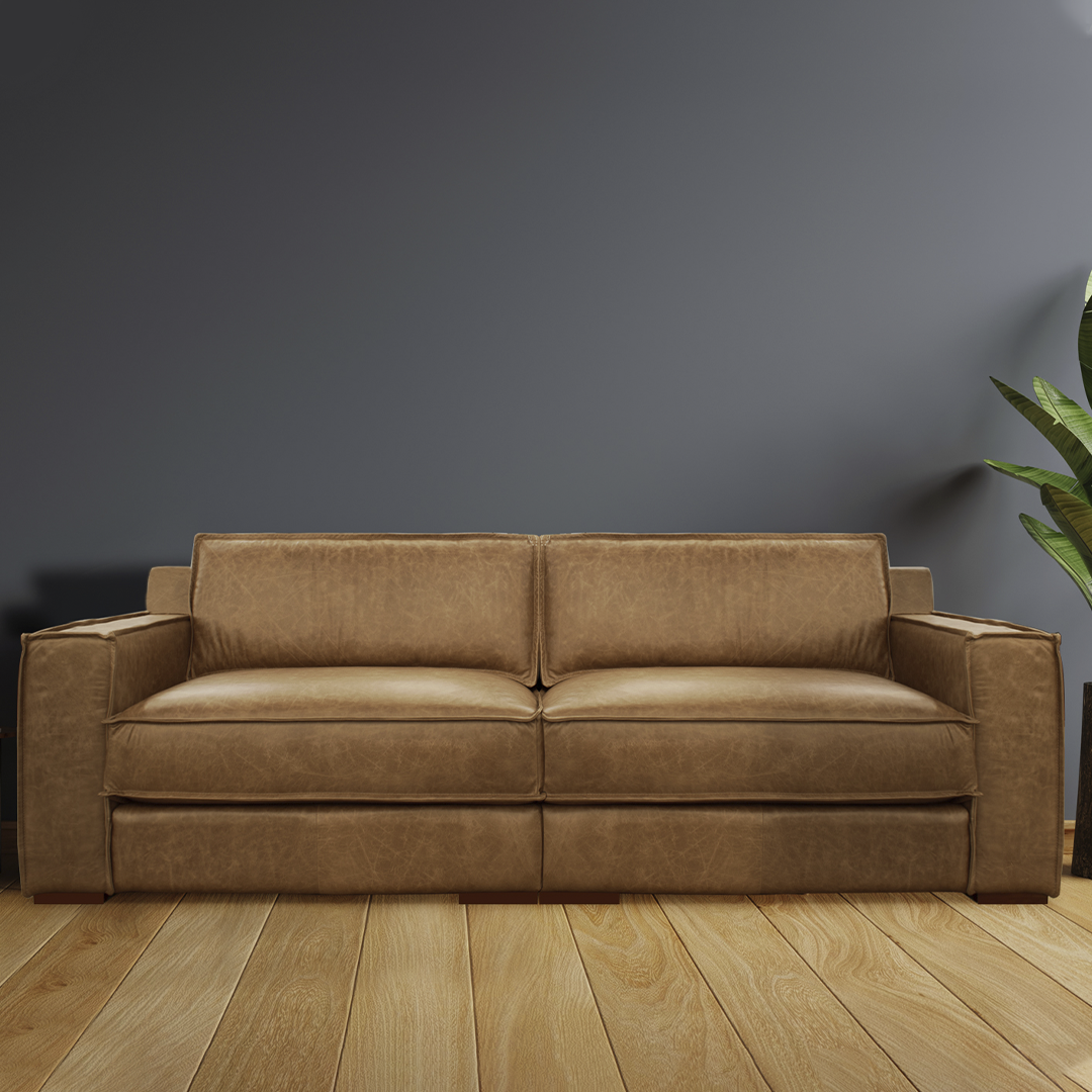 Sofá 3035 Capuccino 100% Cuero  3Cuerpo 1