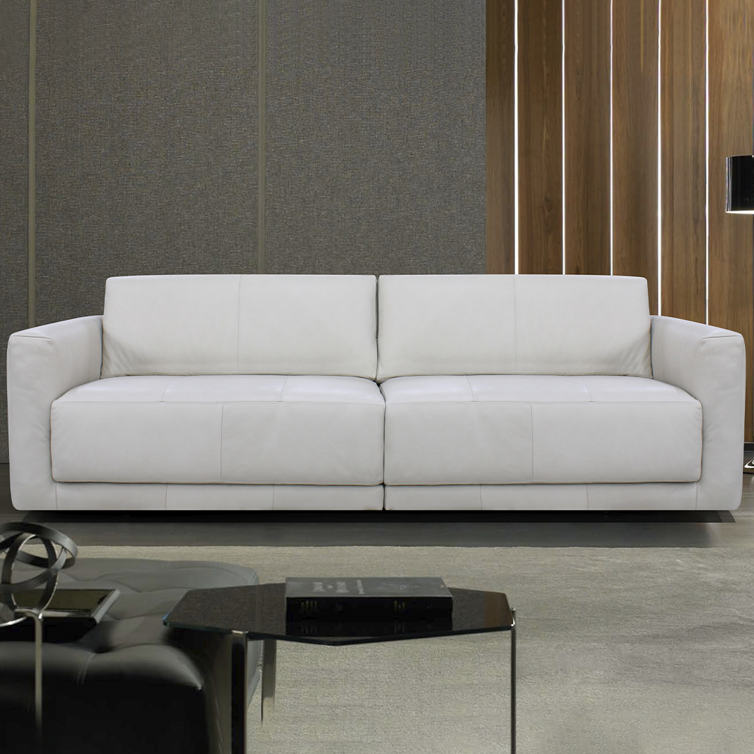 Sofá 3045 Gris 100% Cuero 2 Cuerpos 1