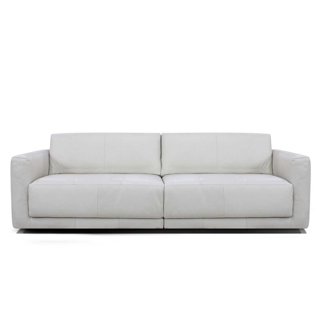 Sofá 3045 Gris 100% Cuero 2 Cuerpos 2