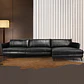 Sofá 3060 Chaise Negro 100% Cuero  2 Cuerp - Miniatura 1