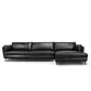 Sofá 3060 Chaise Negro 100% Cuero  2 Cuerp - Miniatura 2