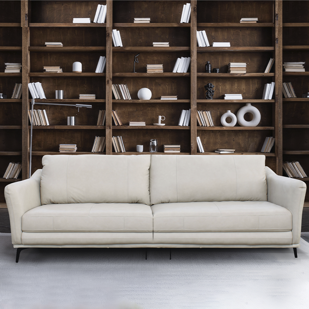 Sofá 3060 Gris 100% Cuero   2 Cuerp 1