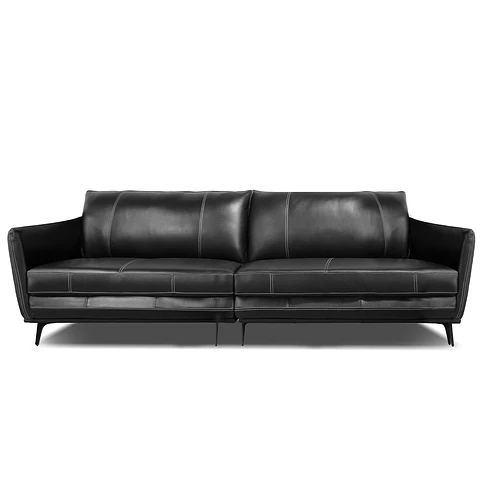 Sofá 3060 Negro 100% Cuero 2 Cuerpo