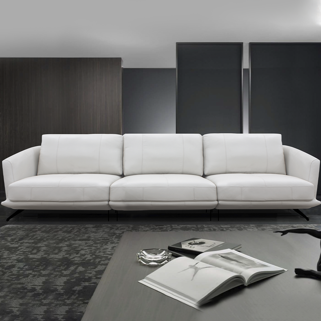 Sofá 3064 Off White 100% Cuero 3 Cuerpo 1