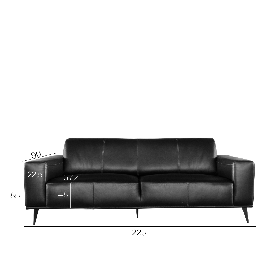 Sofá 2040 Negro 100% Cuero  3Cuerpo 4