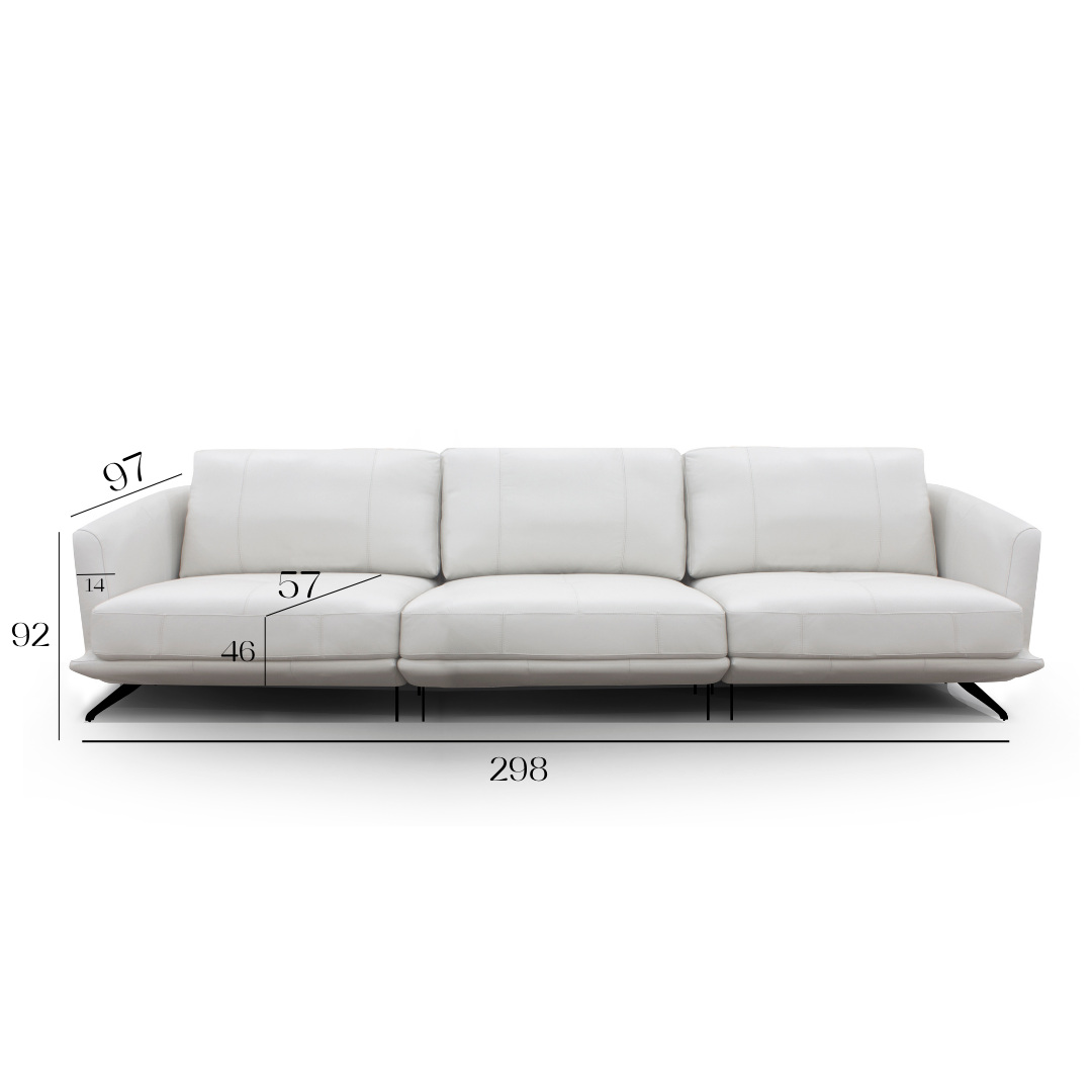 Sofá 3064 Off White 100% Cuero 3 Cuerpo 3