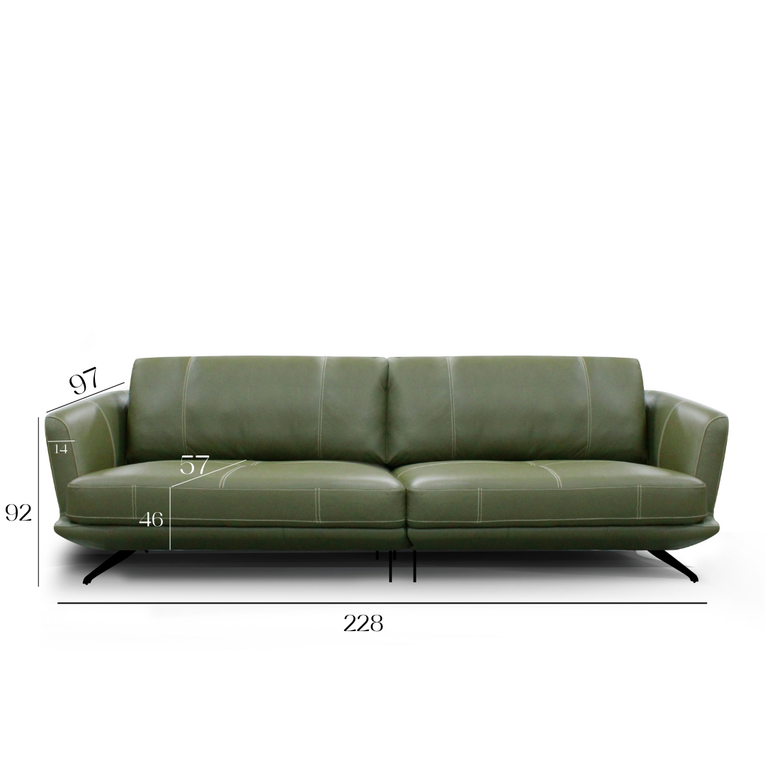 Sofá 3064 Verde 100% Cuero 2 Cuerpo 3