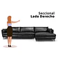 Sofá 3060 Chaise Negro 100% Cuero  2 Cuerp - Miniatura 3