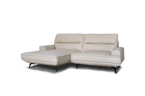 Sofa 3061 + Chaise Gris 100% Cuero