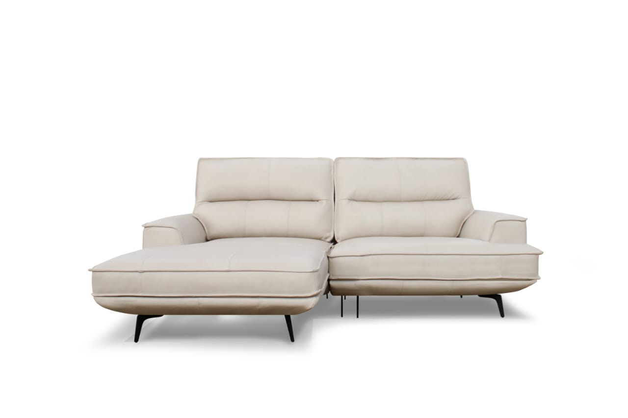 Sofa 3061 + Chaise Gris 100% Cuero 2