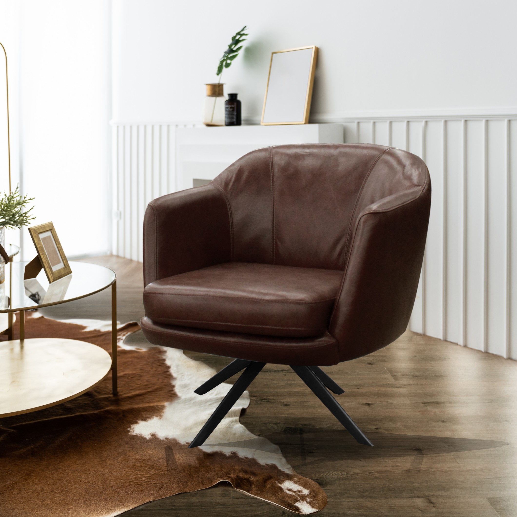 Poltrona Ricci Giratorio 100% Cuero 1004 Savana 17006 1