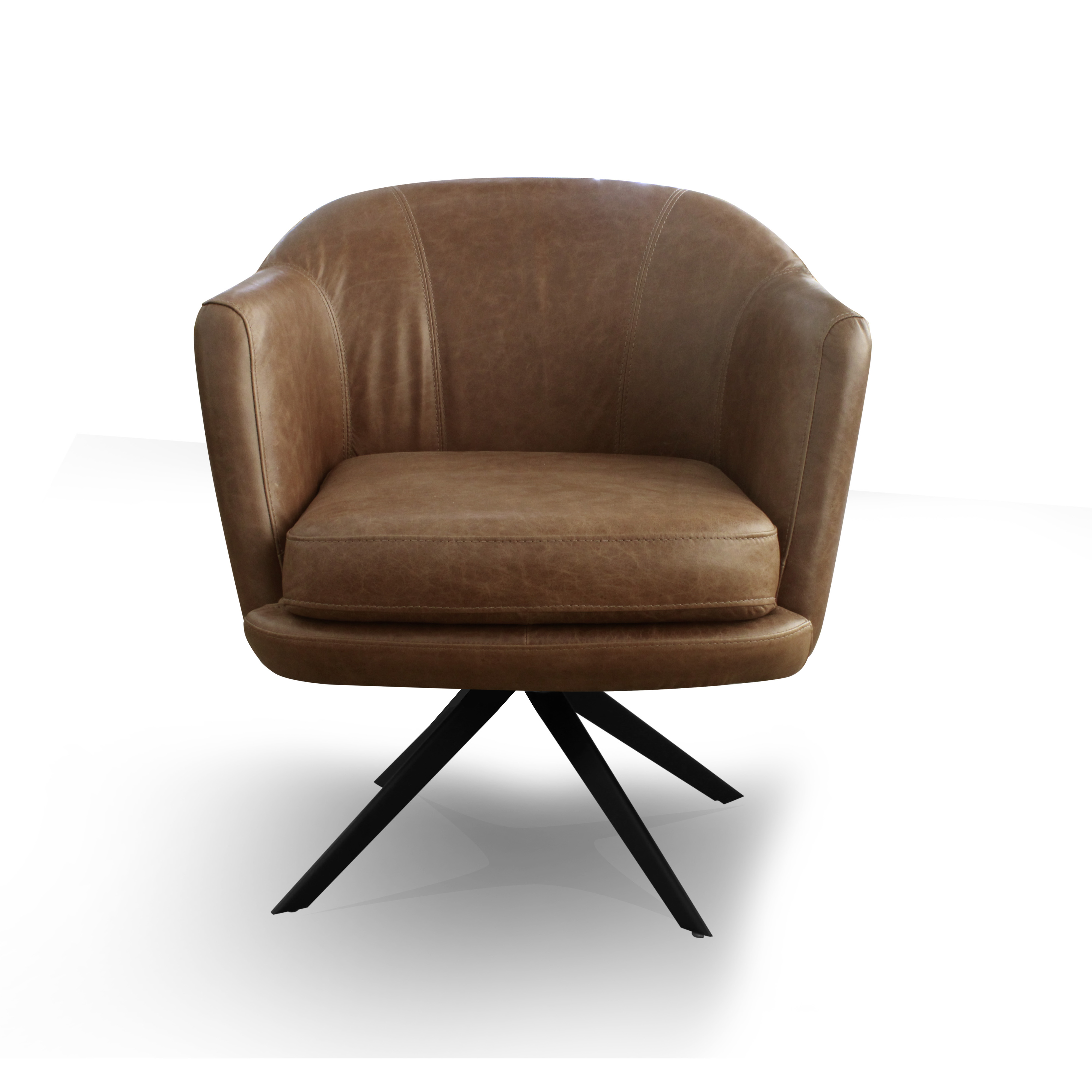 Poltrona Ricci Giratorio 1004 Camel 100% Cuero 1