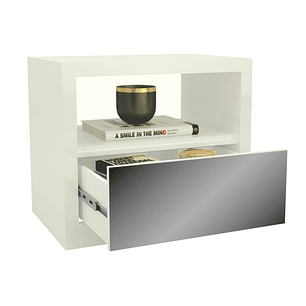Velador Tw140 Espejado 1 cajon Off White 