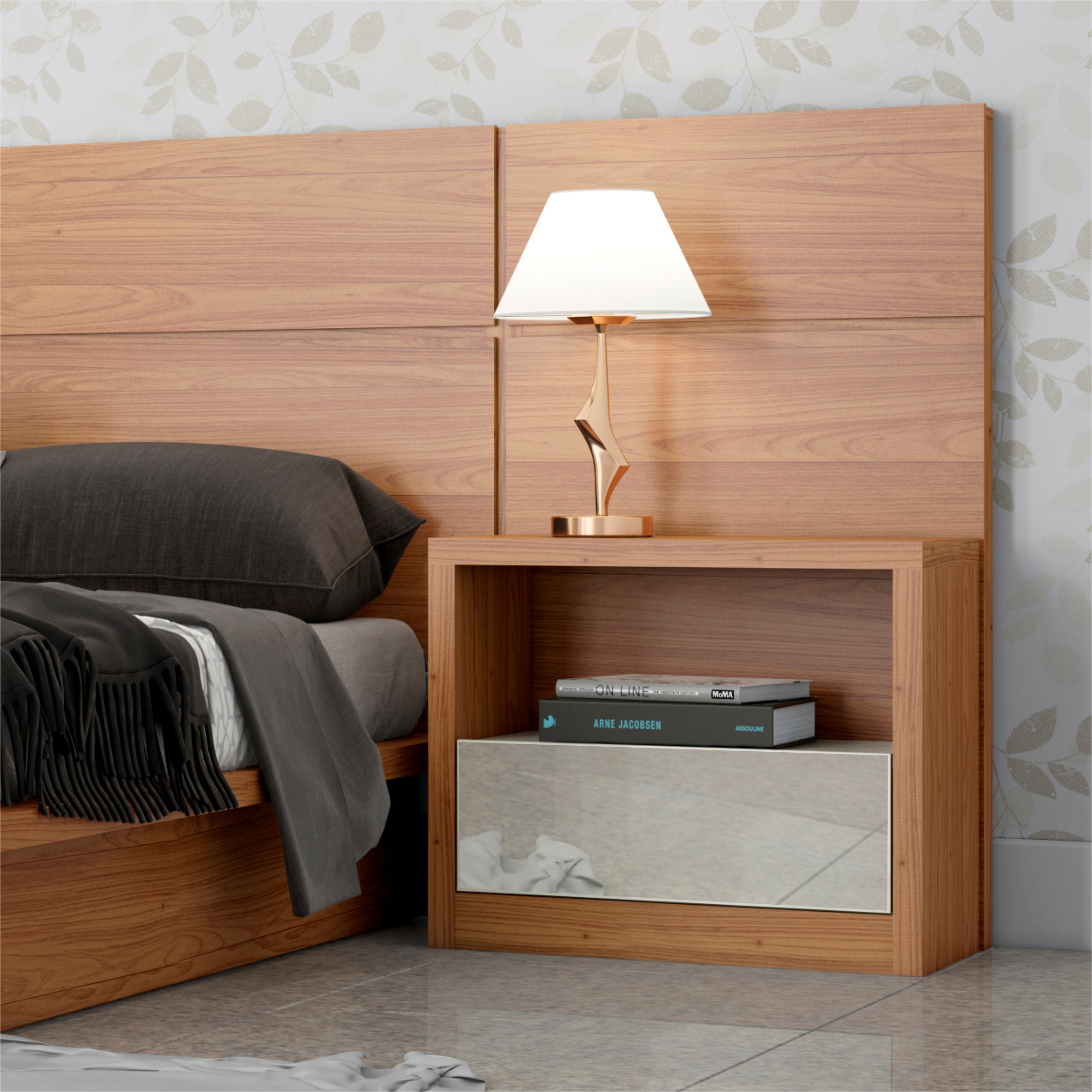 Velador Tw140 1C Espejado Castaño 2