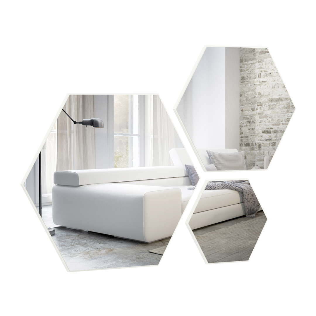 Set De Espejos Paine Es13 Hexagono Off White 3