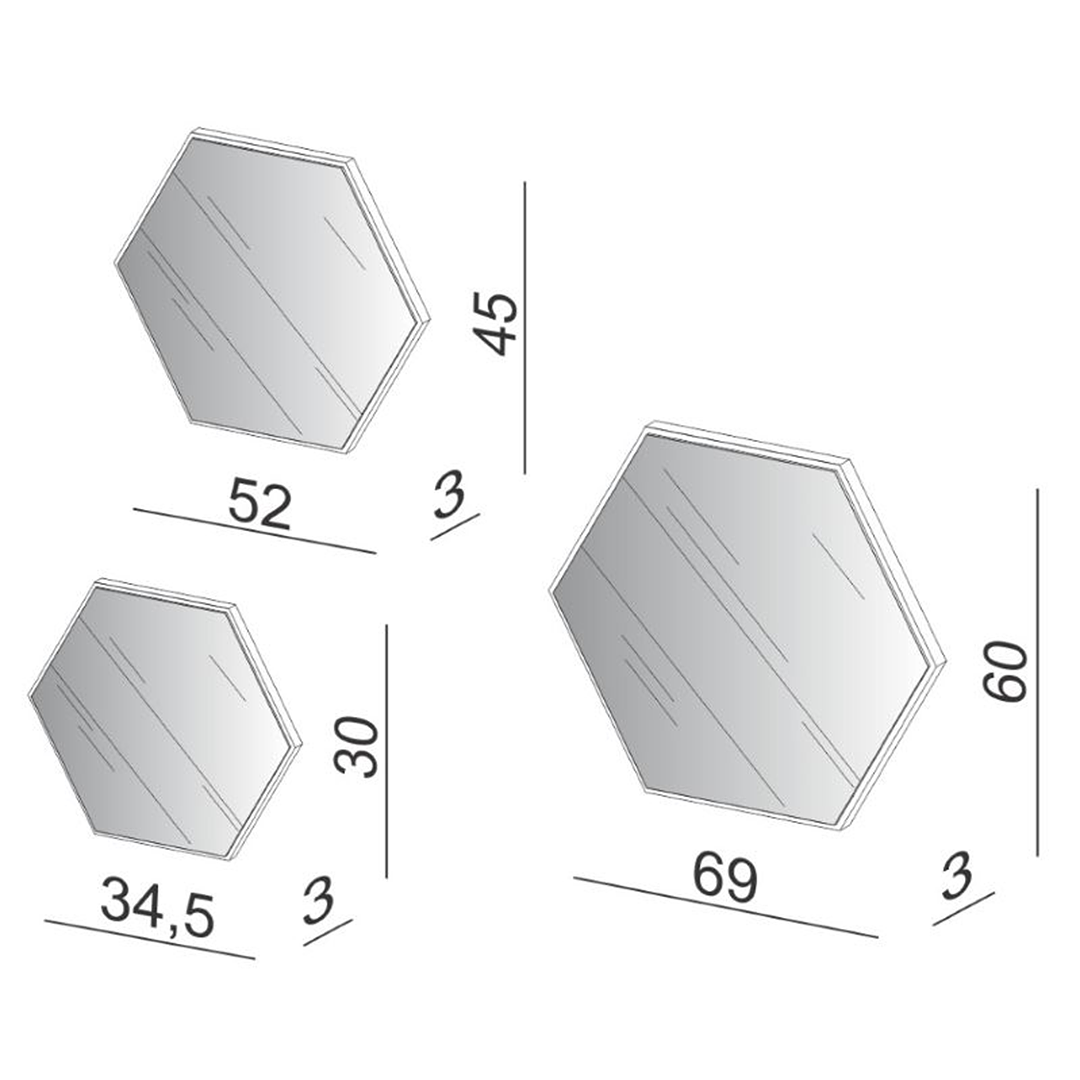 Set De Espejos Paine Es13 Hexagono Off White - Image 4