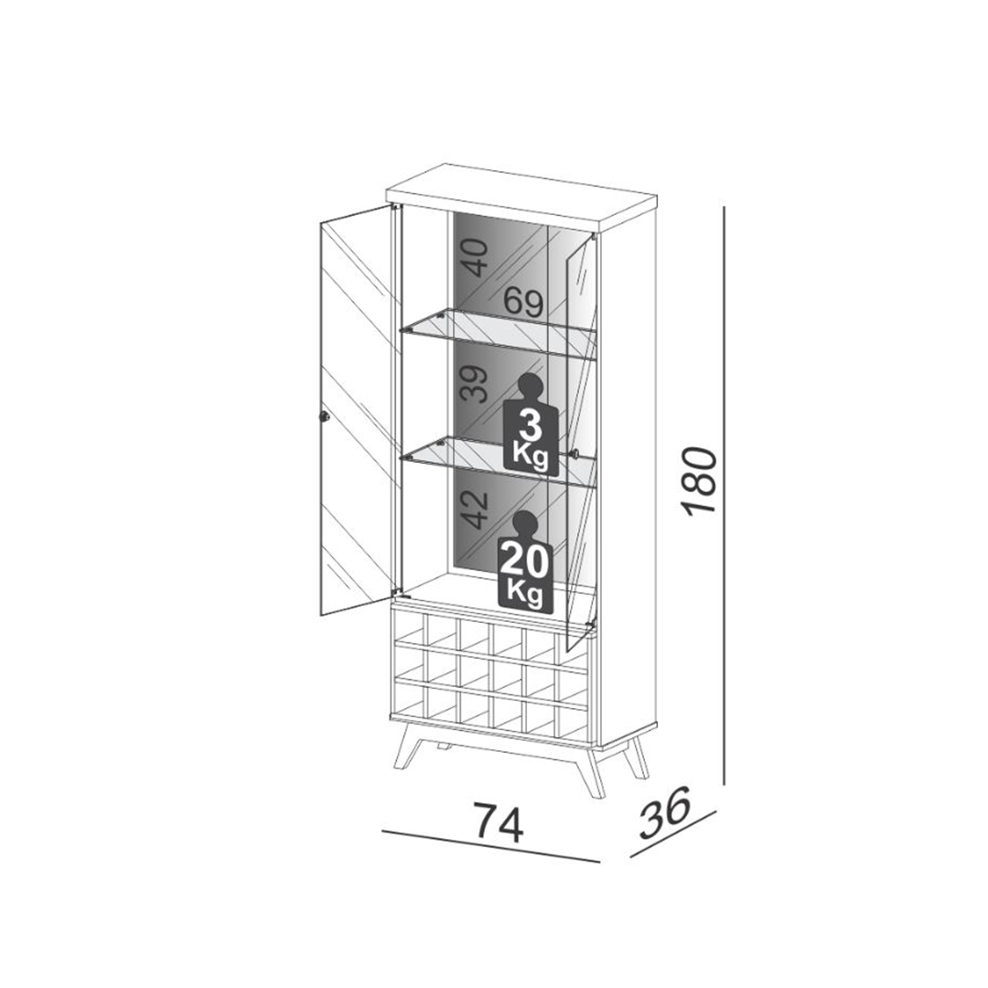 Vitrina Led C712 Off White Castaño 3