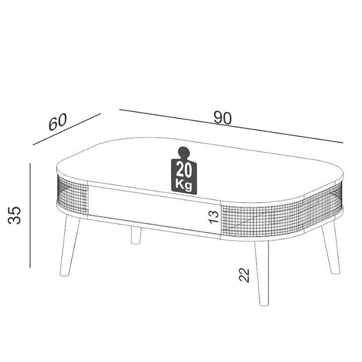 Mesa De Centro Nature Curvy Ratán Tb611 3