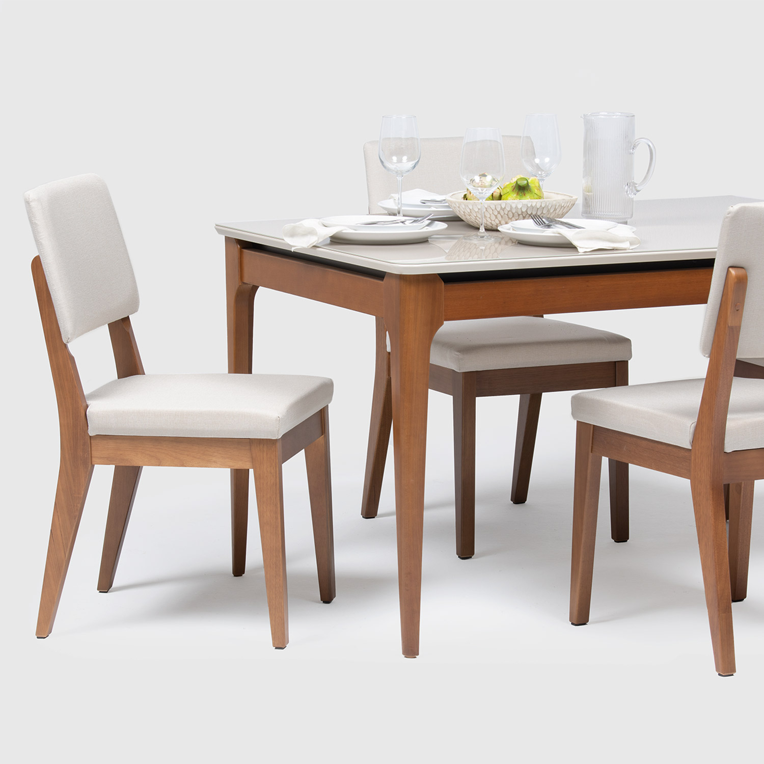Comedor 1.35 Addar Off White + 4 Sillas Ella L02 2