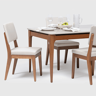 Comedor 1.35 Addar Off White + 4 Sillas Ella L02
