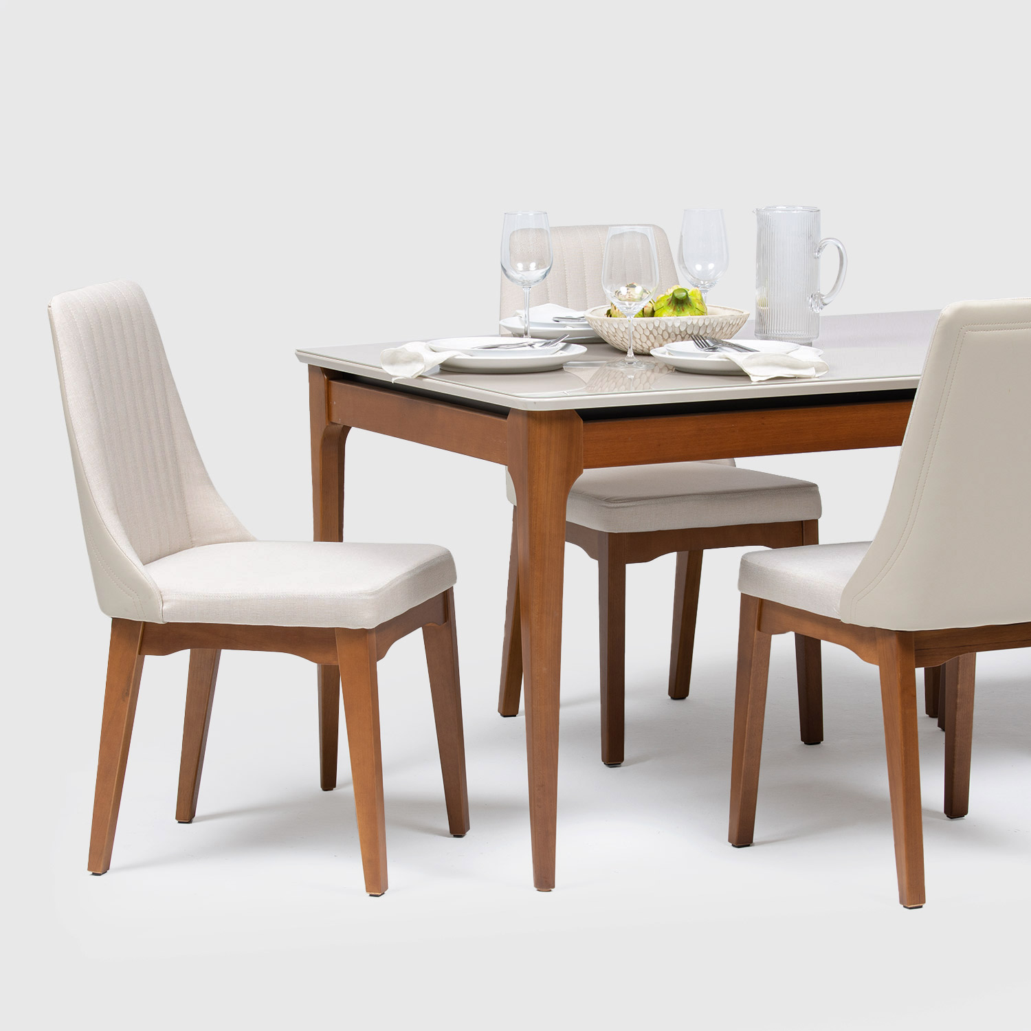 Comedor 1.35 Addar Off White 4 sillas Elsie Beige 2