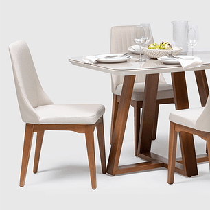 Comedor 1.2 Bennet Off White 4 sillas Elsie Beige