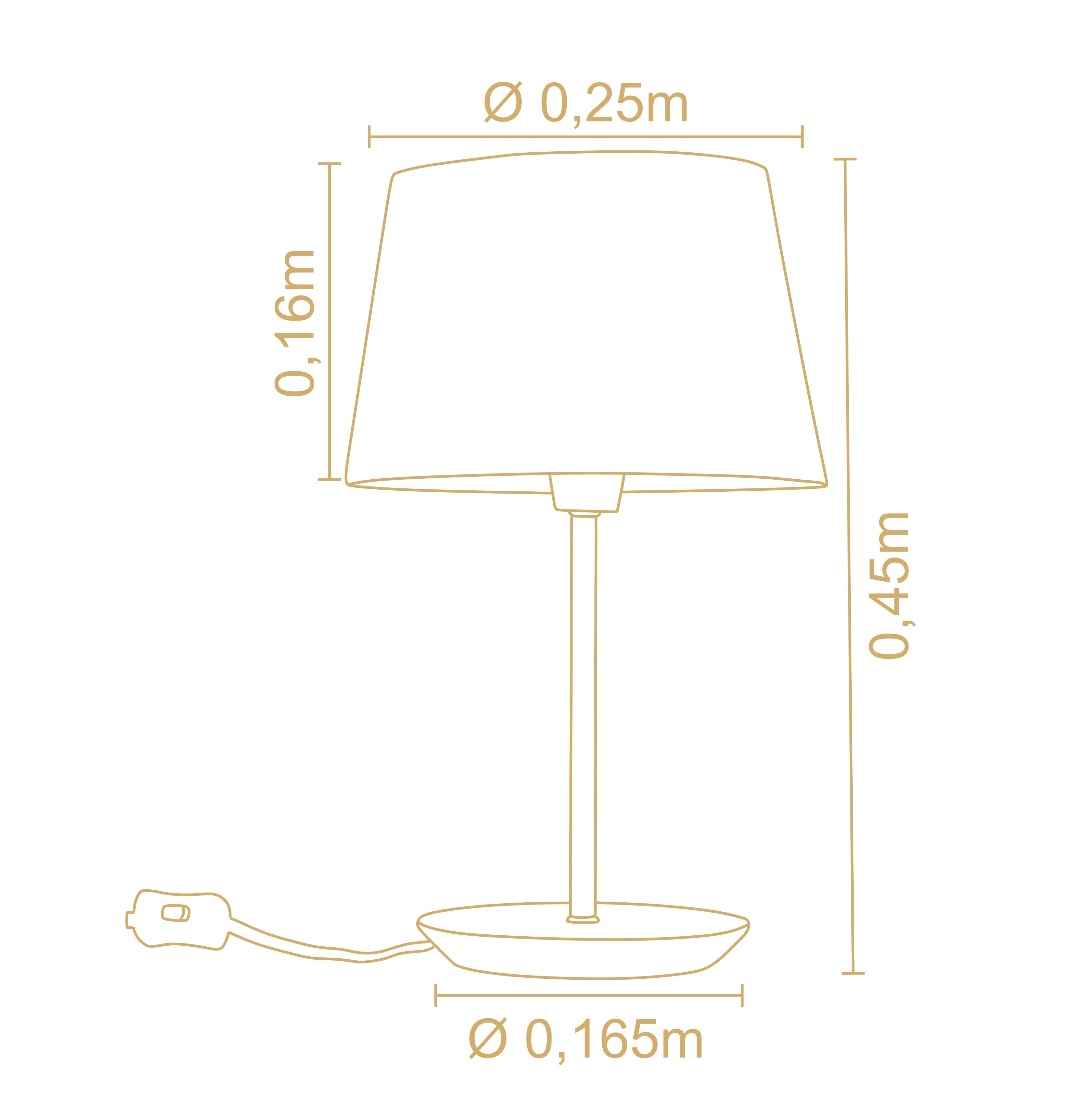 Lampara De Velador Slim Medium Pantalla Algodón Crudo 3039Ct/83 3