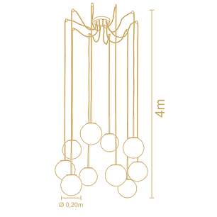 Lampara Cascada Milky 10 Esferas  3164Ct