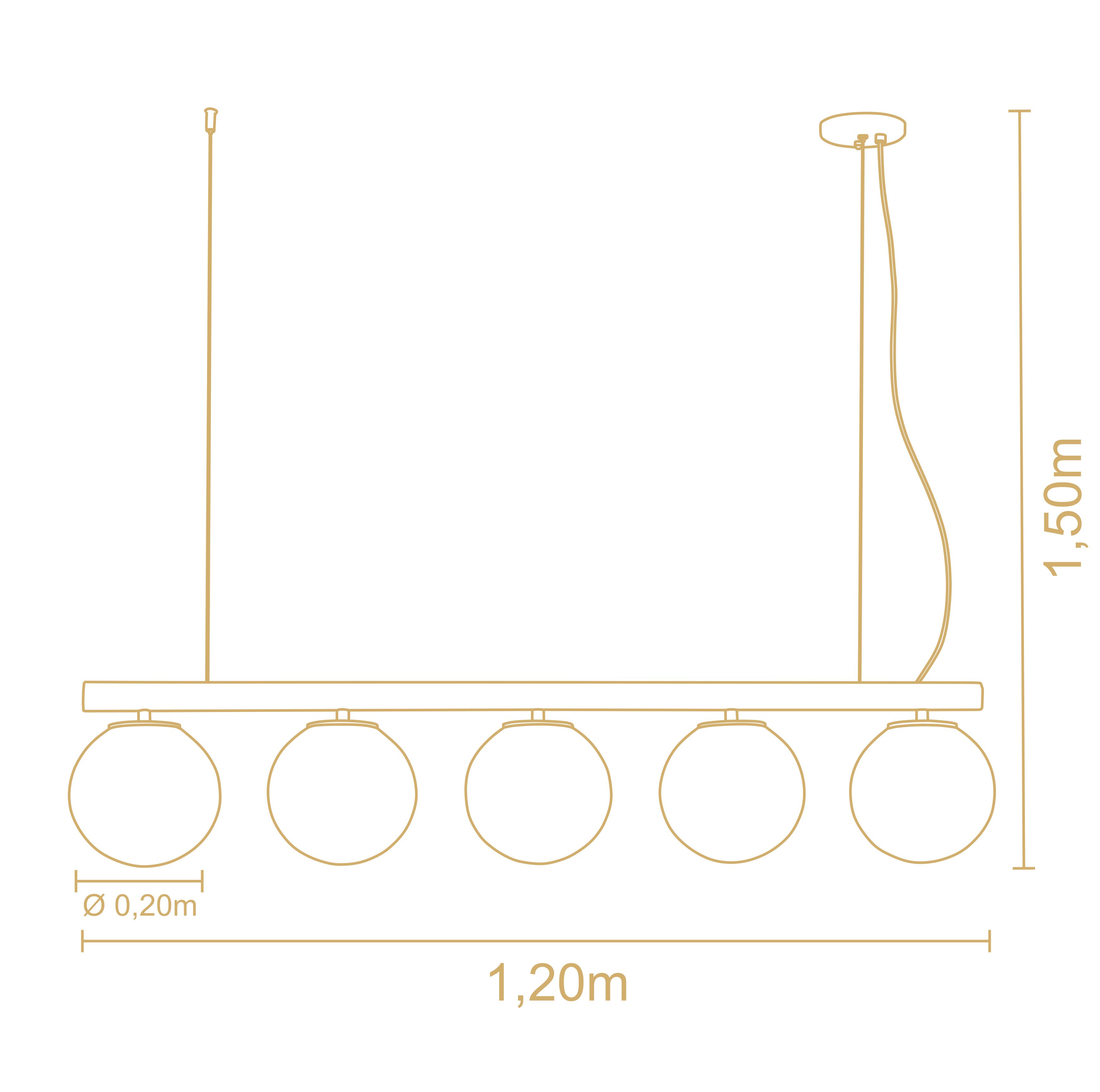 Lampara Colgante Milky Linea 5 Esferas 3173Ct 3