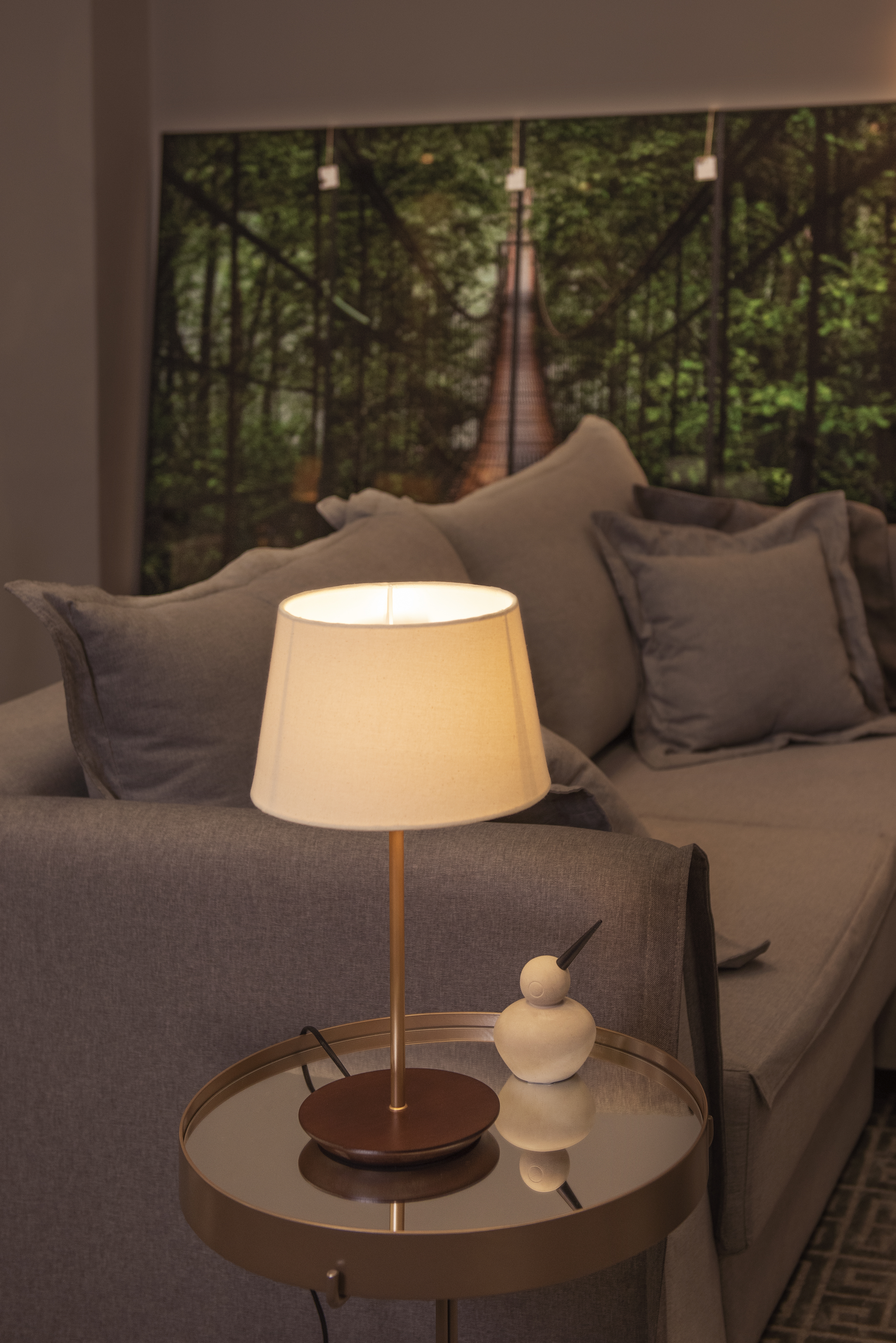 Lampara De Velador Slim Medium Pantalla Algodón Crudo 3039Ct/83 1