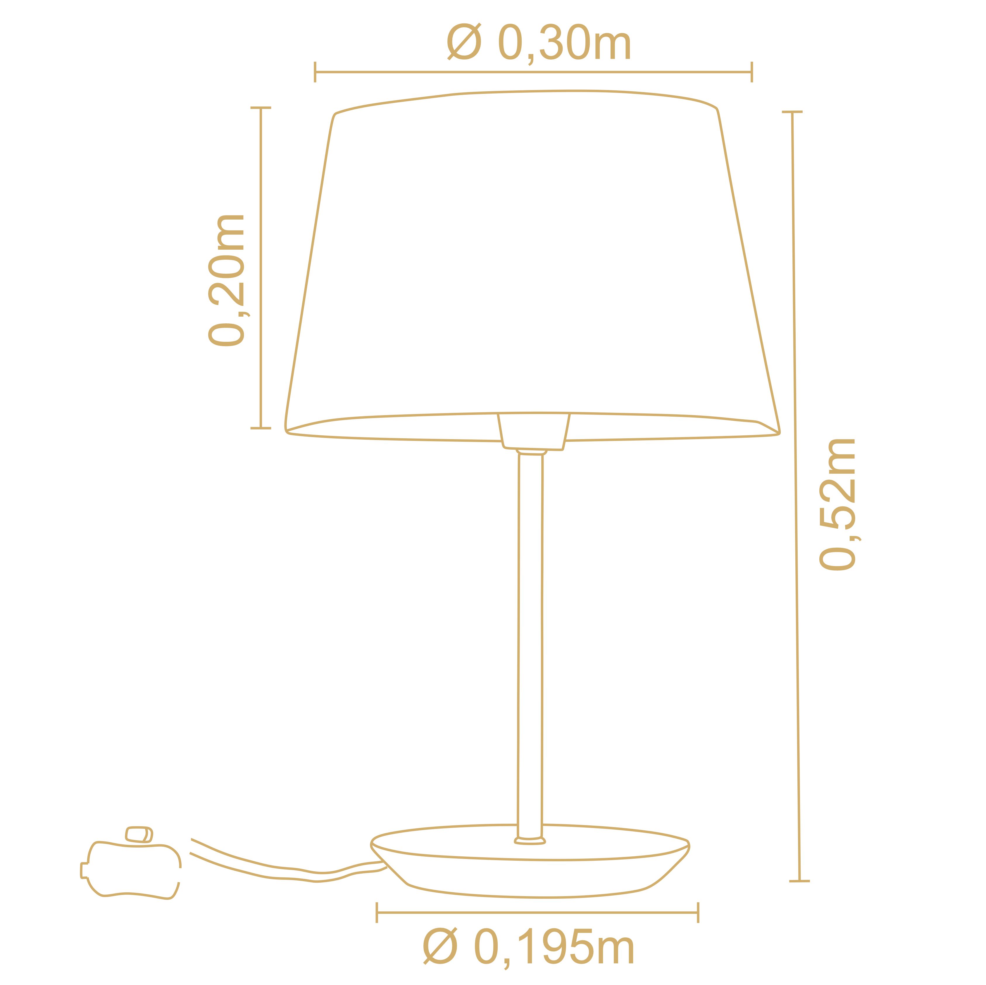 Lampara Velador Slim Large Algodón Crudo 3040Ct/83 3