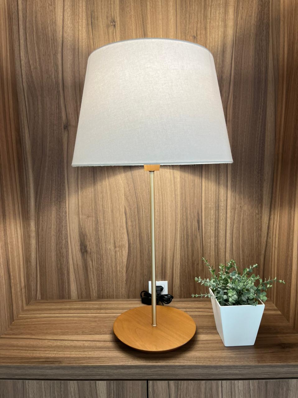 Lampara Velador Slim Extra Large Pantalla Algodón Crudo 3041Ct/83 1