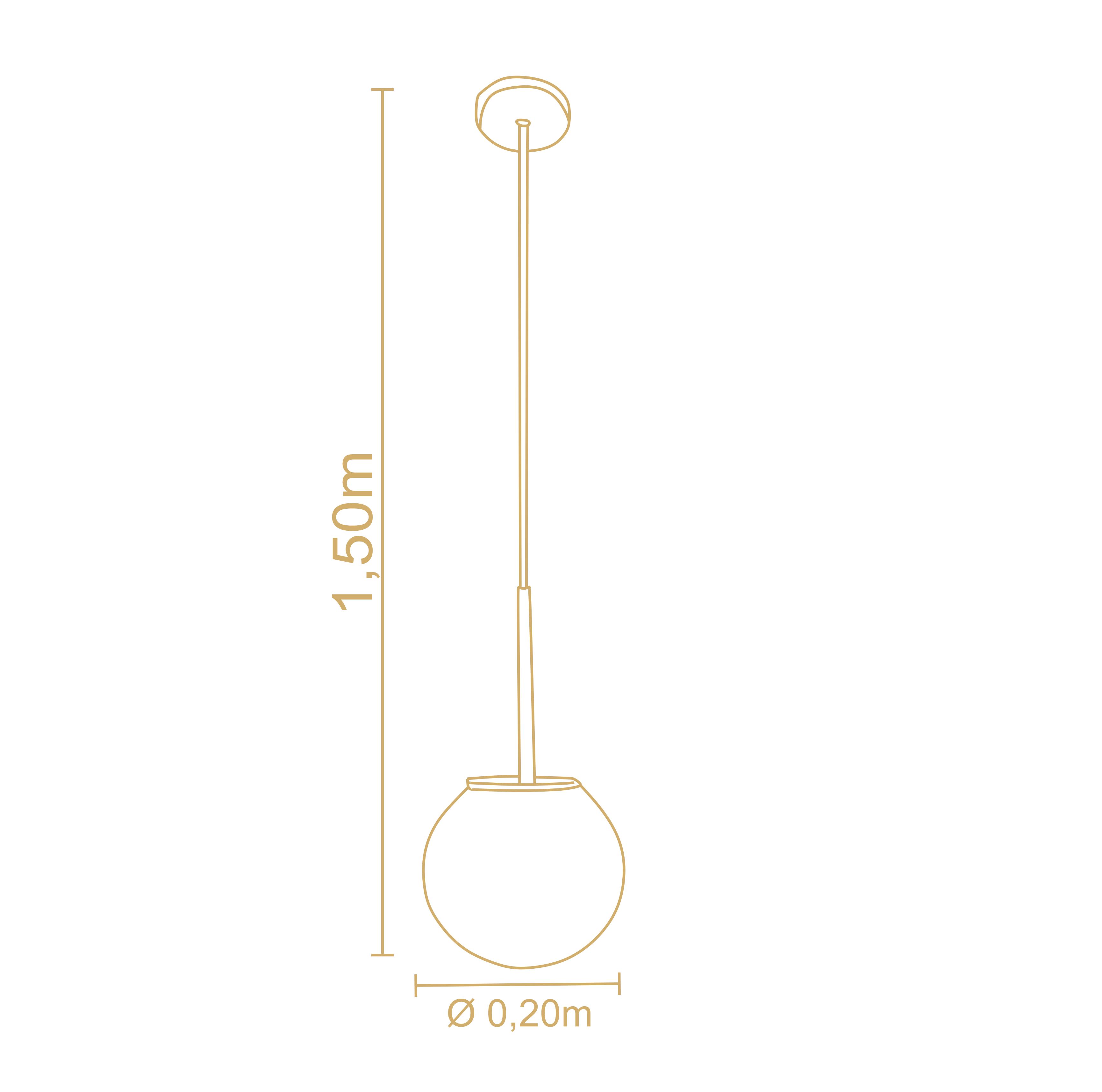 Lampara Colgante Milky Castaño 1 Esfera   3134CT/4M 3