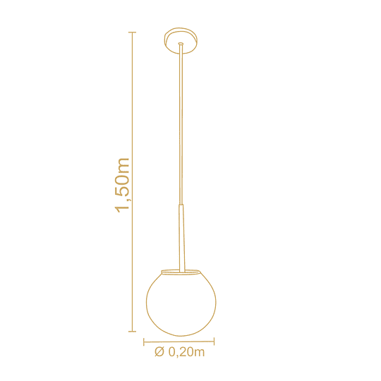 Lampara Colgante Milky Castaño 1 Esfera   3134CT/4M