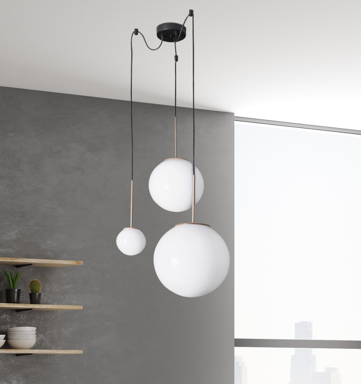 Lampara Cascada Milky 3 Esferas  3153Ct 1