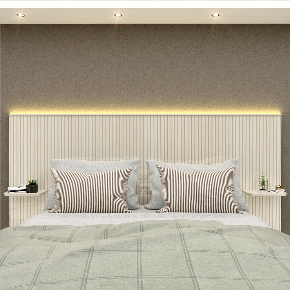 Respaldo Requinte Lamina Led Off White 3D 4