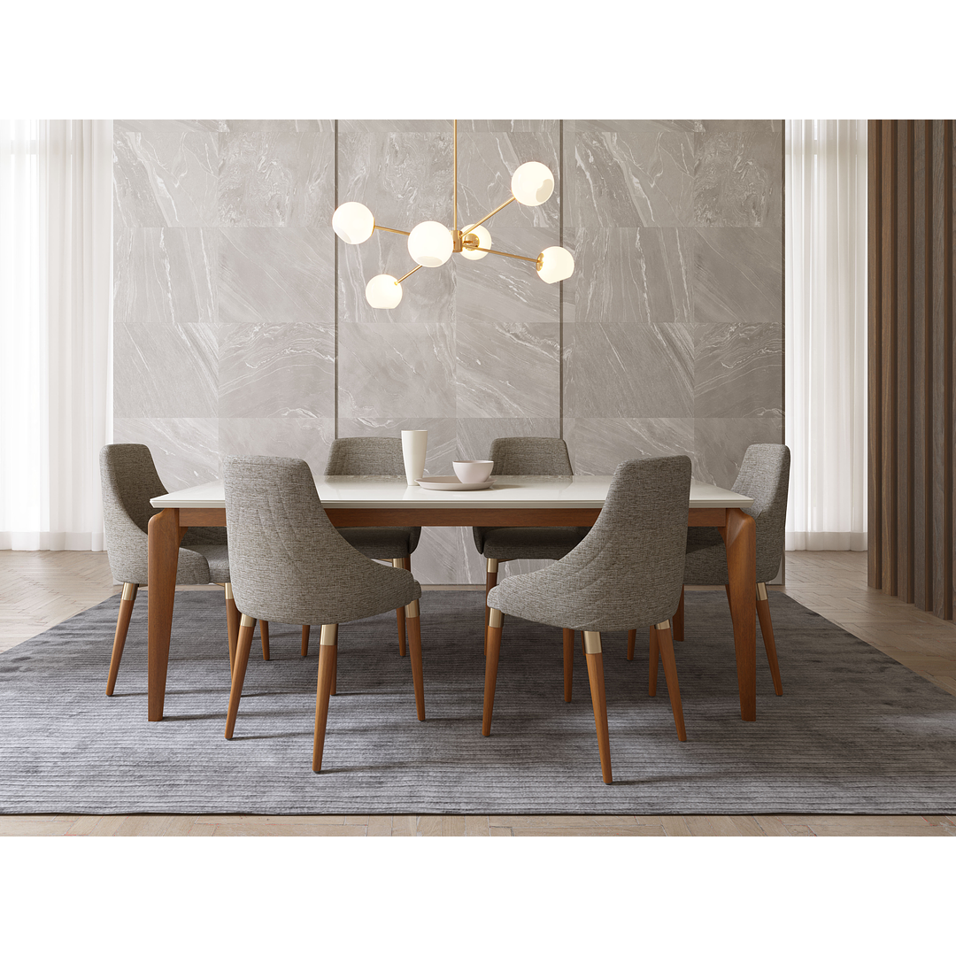 Comedor 1.8 Laurent Off white 6 Sillas Evelyn - Image 1