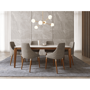 Comedor 1.8 Laurent Off white 6 Sillas Evelyn