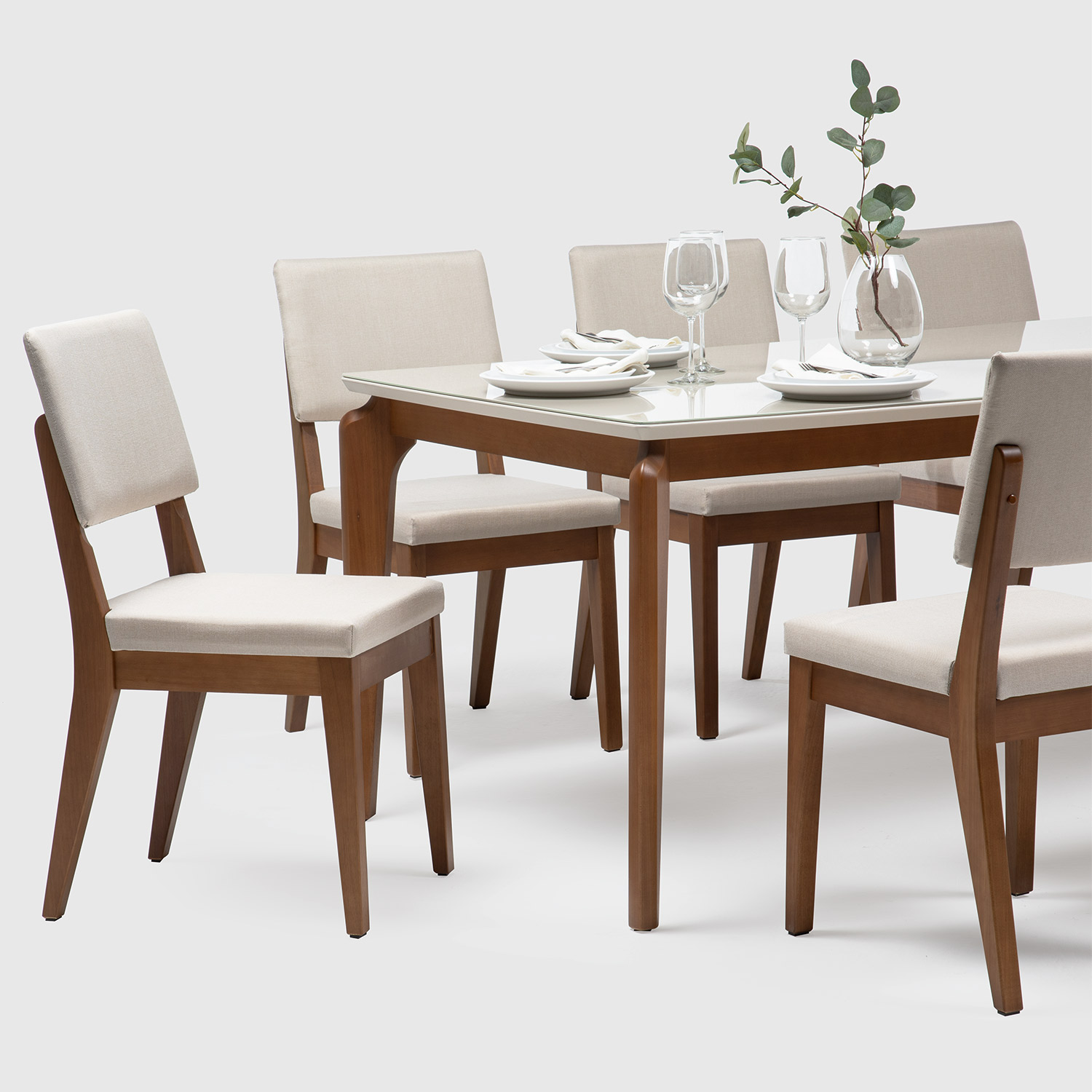 Comedor 2.1 Laurent Off White 8 sillas Ella 3