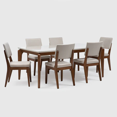 Comedor 1.8 Laurent Off White 6 sillas Ella L02
