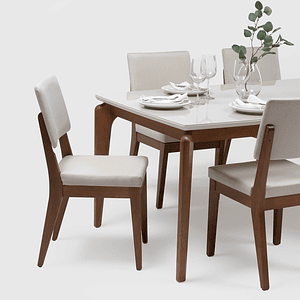 Comedor 1.8 Laurent Off White 6 sillas Ella