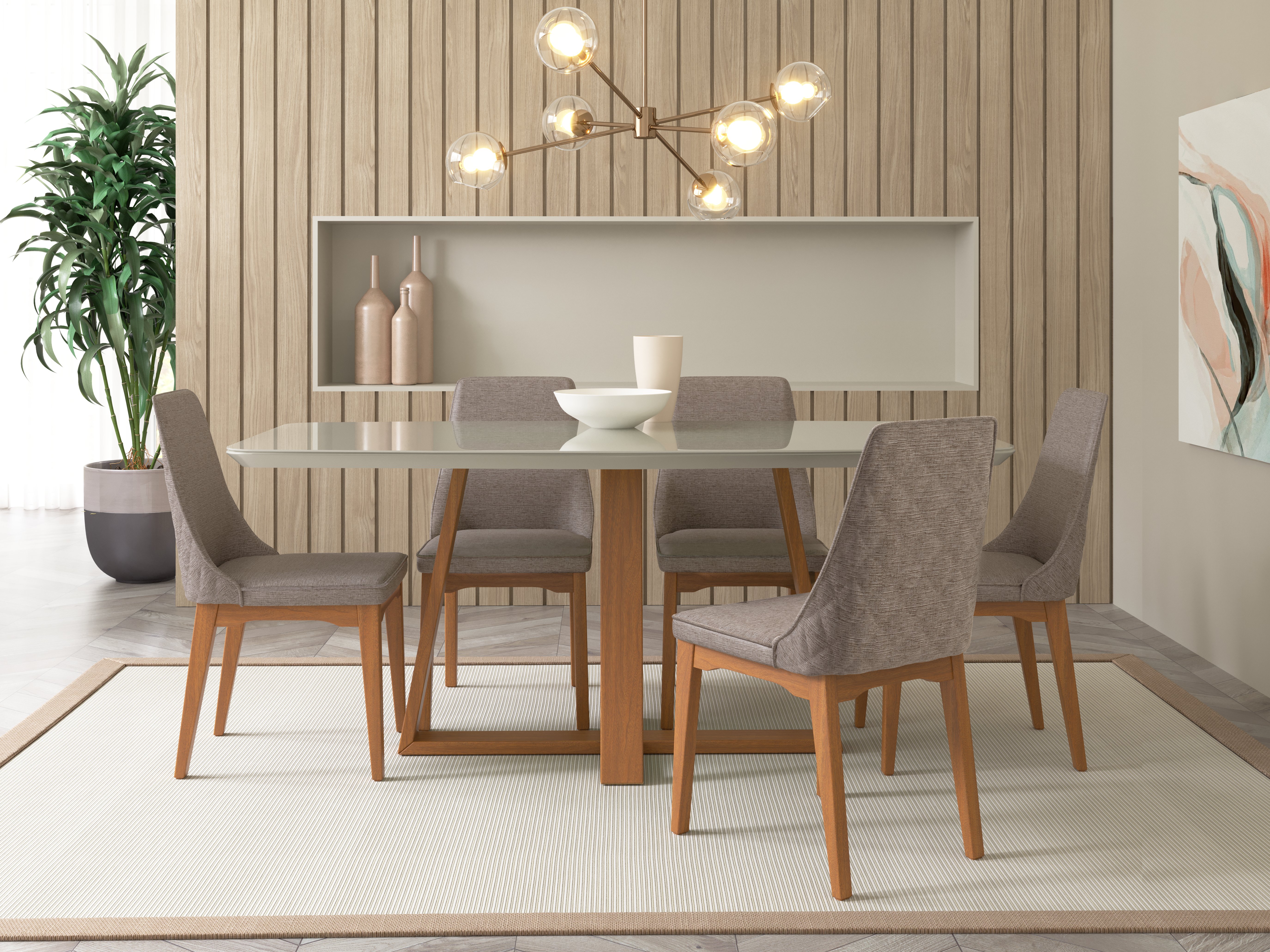 Comedor Bennet 1.6 + 6 Sillas Elsie Matelasse 1