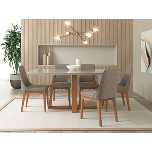 Comedor Bennet 1.6 + 6 Sillas Elsie Matelasse